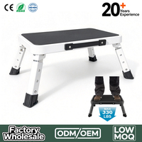 Tabouret pliant portable avec pieds en acier au carbone, tabouret à 3 niveaux de hauteur réglable pour le camping, le camping-car et la maison