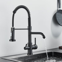 Robinet de cuisine de luxe en laiton 3 voies avec filtre à eau purifiée, robinet mélangeur chaud/froid 3-en-1 pour évier, vente en gros - Fournisseur d'or