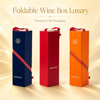 Boîte cadeau pliable écologique pour vin avec poignée, logo personnalisé, emballage haut de gamme à couvercle rabattable pour vin et champagne, OEM ODM