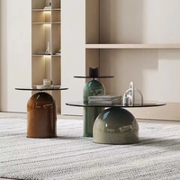 Meubles de table basse de salon ronds de luxe Table d'appoint moderne circulaire Table basse en verre trempé en métal pour café hôtel