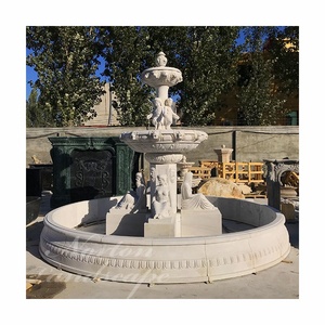Venta al por mayor barato al aire libre hogar jardín decoración Gran Piedra Blanca tallada mujer desnuda estatua mármol fuente de agua venta - Product Image 2