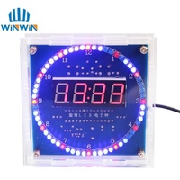 Kit d'horloge électronique numérique rotative AITEWIN DIY avec affichage LED, module d'apprentissage 51 SCM, 5V DS1302