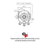 Potentiomètres à film de carbone série rotative R1226N pour drones UAV, joystick - résistance 1K-1M, rotation 220°, température de fonctionnement DC10V -30°C à 80°C