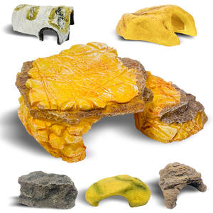 Lussuosa Grotta Decorativa per Rettili, Piattaforma di Prendisole in Plastica Simulazione Roccia, Resistente ed Ecologica per Piccoli Animali - Product Image 1