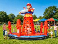 Tour d'escalade gonflable sur le thème des pompiers de la marque DST, en PVC écologique, jeu d'obstacles commercial pour enfants, défi de pompier