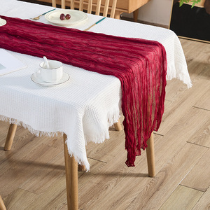 1PC <span class=keywords><strong>Chemin</strong></span> <span class=keywords><strong>de</strong></span> <span class=keywords><strong>table</strong></span> <span class=keywords><strong>en</strong></span> voile bohème non tissé à motif uni 90x300cm Mariage Mariée Dîner Anniversaire Fête Décoration <span class=keywords><strong>de</strong></span> la maison - Product Image 2