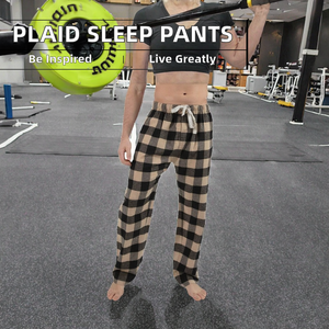 Pantalons de survêtement pour hommes en toile 100% coton, non tissé, écologique, respirant, style écossais, décontracté, fil teint en continu, vente en gros, usage quotidien - Product Image 2