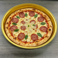 Plaques de cuisson rondes en aluminium de 11 pouces pour pizza, dorées et noires, pour distributeurs automatiques de pizza, pour la cuisson et le maintien au chaud des aliments, plats OEM