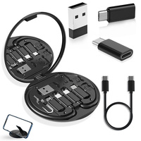 Regalos 6 en 1 Kit de adaptador de cargador múltiple caja de almacenamiento de espejo sincronización de carga rápida transferencia de datos con espejo de maquillaje y soporte para teléfono