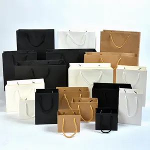 Wholesale Gift Shoes Clothing Packaging Thick Kraft Paper Bag Corporate Tote Large Luxury Paper Shopping Bags With Handles