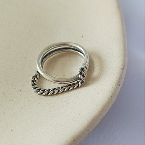 S925 anello in argento sterling femminile INS marea dito indice semplice netto rosso personalità vento freddo anello di moda regolabile - Product Image 6