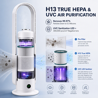 Kipas Tanpa Baling-Baling 3 in 1 Smart Bladeless Fan H13 HEPA Air Purifier Ultrasonic Humidifier Tangki 1.2L 9 Kecepatan Remote Timer Standing