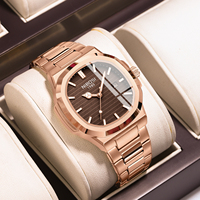 Nibosi 2632 Montre Classique Carrée à Quartz pour Hommes en Acier Inoxydable, Étanche et Luminescente avec Date, pour les Affaires