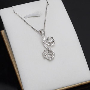 Support de pendentif double perle en argent S925 Wenchi, lot de 3 accessoires DIY pour perles, apprêts de bijoux en argent uni, modèle 14174-637 - Product Image 2