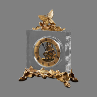 Horloge de Table de bureau en cuivre doré, nouveau Design, décoration de maison, mécanique européenne, cristal Transparent