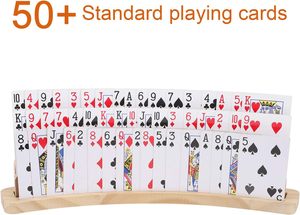 Supporto per carte da gioco in legno curvo vassoio Rack <span class=keywords><strong>Organizer</strong></span> Set di 2 solido porta carte per i bambini anziani - Product Image 3