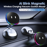 Chargeur de voiture sans fil magnétique à aspiration 15W, éclairage RGB doux, support de refroidissement à effet clignotant, directement de l'usine