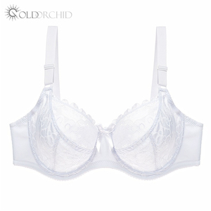 Sujetador <span class=keywords><strong>Sexy</strong></span> y Cómodo para Mujeres Gorditas, Blanco, con Relleno Fino, Talla Grande, Copas D y E - Product Image 1