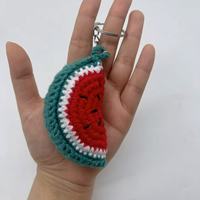 Groothandel Schattige En Mooie Hand Gehaakte Watermeloen Kechain Aangepaste Label Hand Gehaakte Vruchten Sleutelhanger
