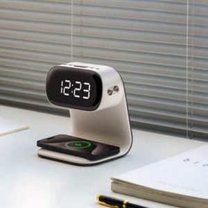 Réveil avec écran LED JEDI, <span class=keywords><strong>chargeur</strong></span> sans fil 3 en 1, station de charge rapide avec commande tactile, veilleuse - Product Image 5