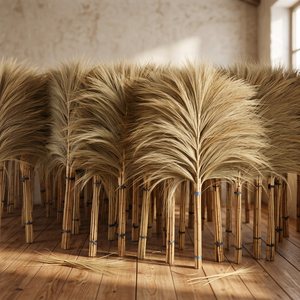 Tiges d'herbe de la pampa séchées naturelles, plumes dorées moelleuses, faites à la main, écologiques, pour la décoration de mariage et de la maison - Product Image 3