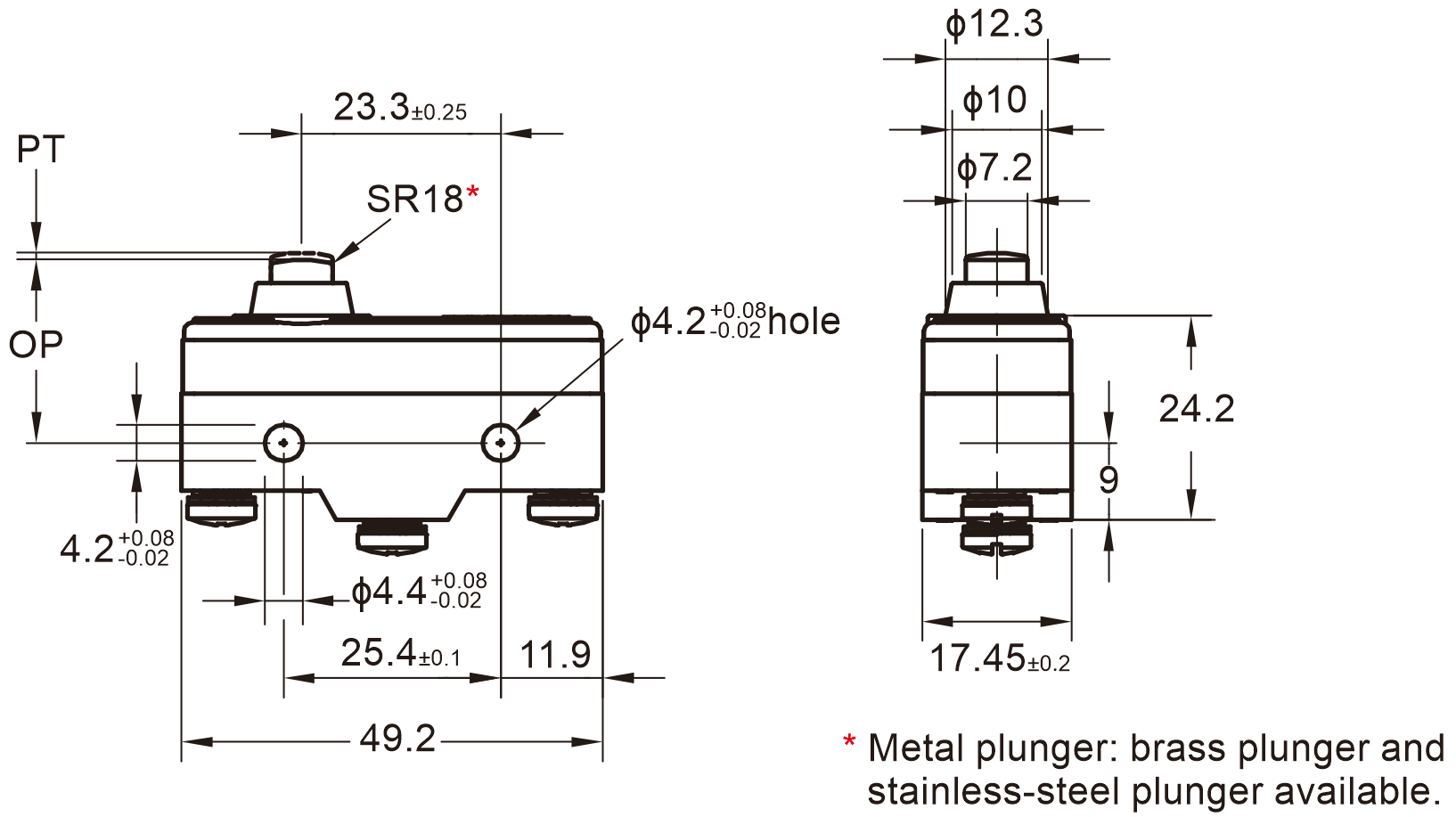 Renew RZ-15GD-B3 Limit Switch, SPDT 15A, CE Certified, IP00, UL