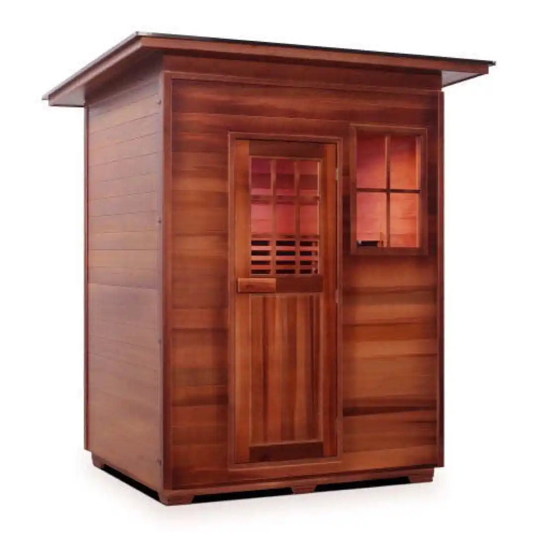 High Quality Outdoor Use Red Cedar Wood Infrared Sauna Room with Carbon Fiber Heating Panels
