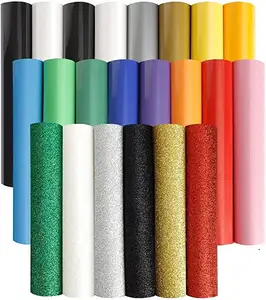 AQM commercio all'ingrosso Glitter trasferimento di calore rotolo di vinile spedizione veloce 50cm * 25/50m colori rotoli HTV per tessuti