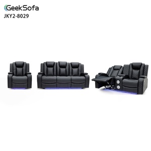 Geeksofa đồ nội thất da hiện đại điện điện chuyển động ngồi có thể ngả sofa Set với giao diện điều khiển & gấp xuống bảng cho phòng khách - Product Image 1