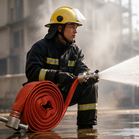 Tuyau d'incendie flexible plat de 2,5 pouces * 30 mètres, tuyau d'incendie en caoutchouc rouge avec raccords standard, dispositif d'extinction d'incendie
