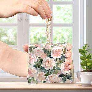 Waterproof PU Leather Change <b>Pouch</b> Cute Rose Print <b>Mini</b> Wallet with Inner Velvet - Product Image 5