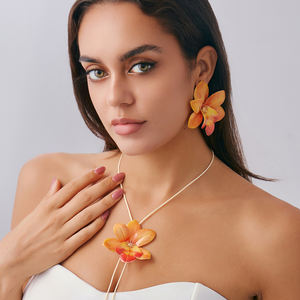 Orecchini da donna in stile bohémien moda estiva in tessuto colorato e collana in filo di cera hawaiana per feste - Product Image 2