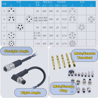Câble industriel personnalisé M8 4P A/D Code IP67 / 2Pin~5Pin 24~30AWG pour l'automatisation industrielle / les capteurs / la robotique / le Fieldbus / le Fast Ethernet