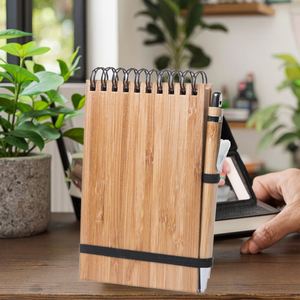 Set de Regalo de Oficina Personalizado con Logotipo Promocional, Ecológico, con Tapa de Bambú, Bloc de Notas A6 de 10*15 cm, Bolígrafo de Madera y Papel - Product Image 4