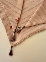 Écharpe triangulaire en soie vintage à fleurs de tulipes, bordure à franges exquise, personnalisation possible