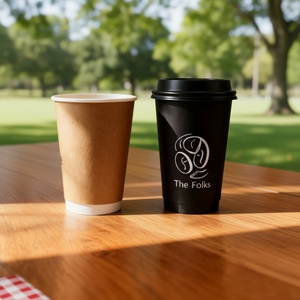 Vaso de Papel Desechable para Café con Logotipo Personalizado Sunshine, Vaso de Papel Biodegradable de Doble Capa con Tapa - Product Image 2
