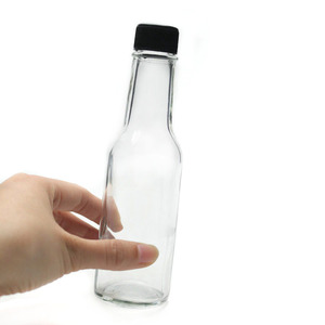 Bouteilles de sauce piquante cylindriques de 5 oz avec bouchons et inserts de goutteur, bouteille en <span class=keywords><strong>verre</strong></span> Woozy de 5 oz - Product Image 1