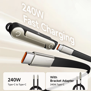 Câble de données <span class=keywords><strong>Double</strong></span> Magic 240W à charge rapide USB-C vers USB-C avec support amovible en alliage de zinc pour tablettes et téléphones mobiles - Product Image 3