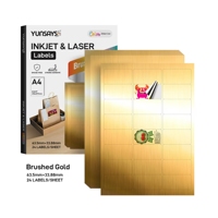 Hoja de etiquetas adhesivas A4 troqueladas impermeables de oro cepillado de inyección de tinta de muestra gratis para impresora de inyección de tinta