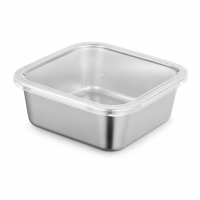 Boîte de conservation alimentaire carrée en acier inoxydable avec couvercle, boîte à repas pour portionnement, boîte de conservation des échantillons, récipient de conservation de la fraîcheur
