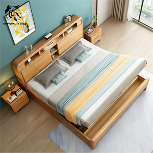 china supply lowest price custom logo large stock ship immediately storage <b>bed</b> new fashion bedroom furniture wood full <b>size</b> <b>bed</b> - Product Image 3