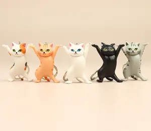 卸売レディースバッグペンダント3D漫画巨大な子猫キーホルダーかわいいダンス企業プロモーションギフトアイテム猫キーホルダー