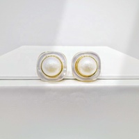 Boucles d'oreilles clous personnalisées en argent 925 avec perle géométrique et coquillage, plaqué or 18 carats, style indien unique, hypoallergéniques, pour femmes, idéales pour mariage et fête