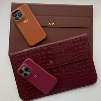 Housse personnalisée pour ordinateur portable Lettres personnalisées Étui en cuir compatible 13 pouces Pochette cadeau unisexe pour l'école, le bureau et l'ordinateur portable