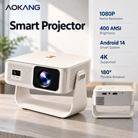 Proyektor Aokang Q1 Rotasi 180 Derajat Native 1080P Android 14 Mini Proyektor 400 ANSI Auto Focus Grosir Pabrik