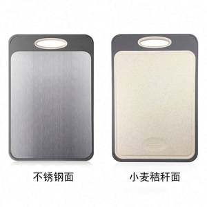 Tabla de Cortar de Acero Inoxidable y Paja de Trigo, Tabla de Cortar de Acero Inoxidable 304, Tabla de Cortar de Doble Cara 2 en 1 para Cocina - Product Image 5