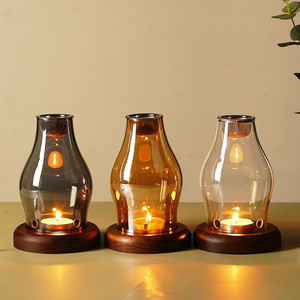 Porte-bougie coupe-vent en verre avec base, résistant à la chaleur, pour brûleur d'encens, idéal pour la décoration de Noël à la maison - Vente chaude - Product Image 1