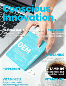 ओम थोक एल-थीनिन ऊर्जा कैफीन टैबलेट चबाने वाले मसूड़ों का समर्थन ऊर्जा केंद्रित चीनी मुक्त पेप्परमिंट गम टैबलेट - Product Image 2