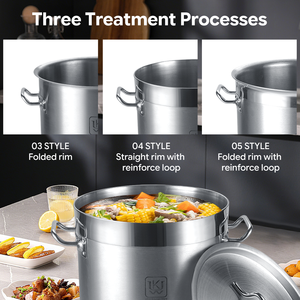 OEM UKW Utensilios de Cocina, Ollas Grandes Industriales Apilables, Juego de Ollas de Acero <span class=keywords><strong>Inoxidable</strong></span> de 3 Capas con Fondo Compuesto para Sopa - Product Image 3
