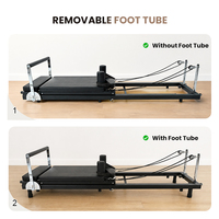 Reformer Pilates Professionnel Durable avec Main Courante Multi-Positions, Machine de Pilates Pliable pour Studio, Système de Cordes Réglables pour le Corps